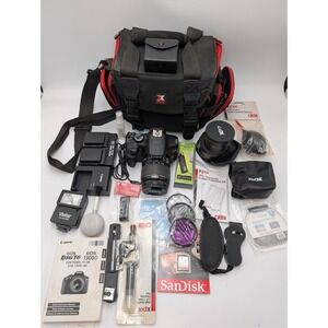 Canon EOS Rebel T6 Camera Kit Bundle With 32GB + 16 SD, 3 Batteries Case Extras